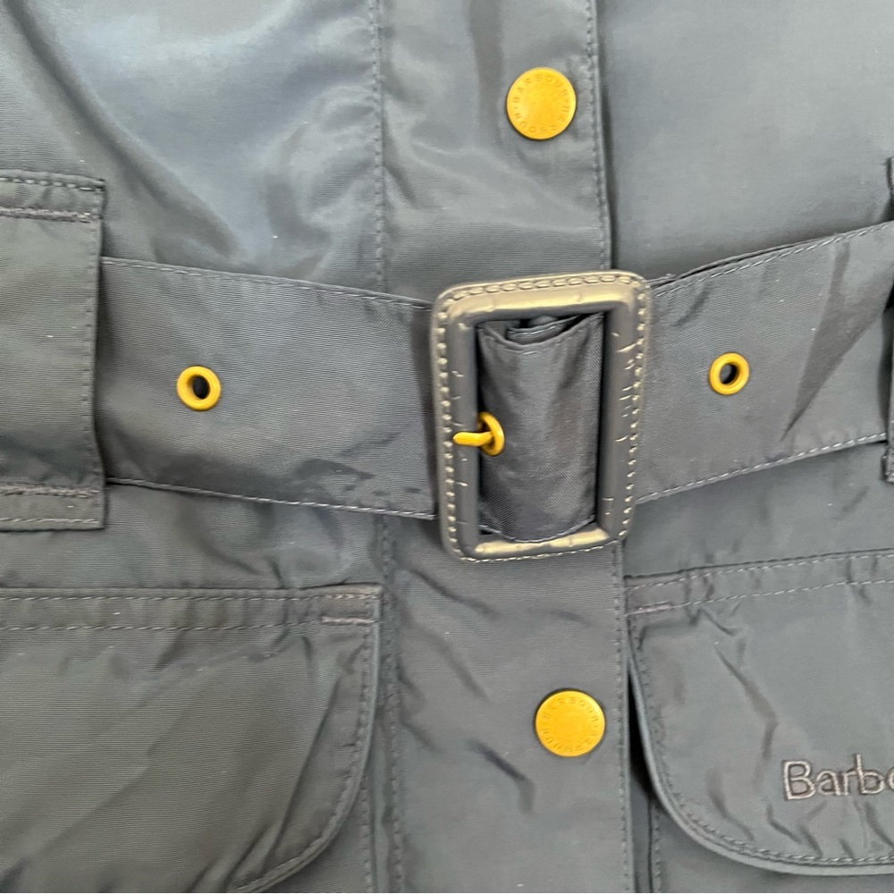 Barbour Waterproof Metallic Amelia Coat Blue Size 4 US 8 UK - Picture 6 of 9